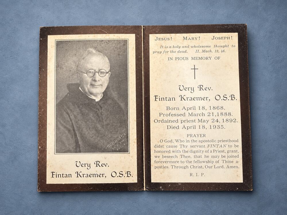 1935 Very Rev Fintan Kraemer OSB Subiaco Abbey Arkansas Memorial Prayer Card